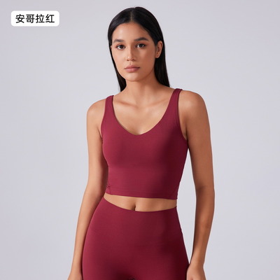 สปอร์ตบราคอวีทรงยาวพร้อมแผ่นเสริมถอดได้ สำหรับโยคะ ออกกำลังกาย และใส่ลำลอง