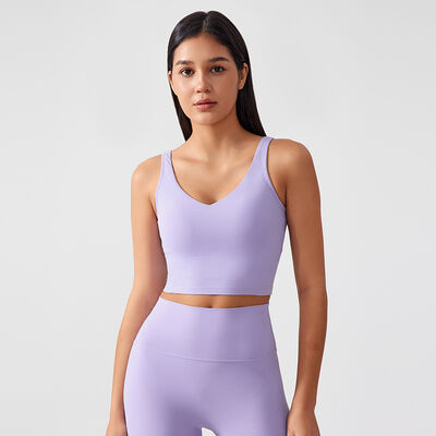 Mua Magenta không thắt Yoga Crop Tank Top Nylon Spandex Mix cho phụ nữ online manufacture