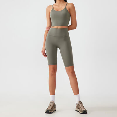acheter Ensemble de vêtements de yoga courts à fines bretelles, soutien-gorge de sport extensible dans les 4 sens, taille haute online manufacture