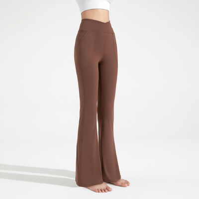 Beli High Waisted Lady Flare Yoga Leggings dengan kantong Navy Blue Control Perut online manufacture