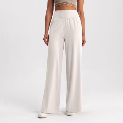 Buy Soft Stretch Fabric Women's Wide Leg Yoga Pants High Waisted Blue with Pockets online manufacture