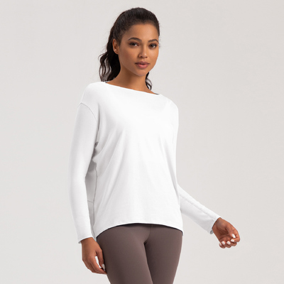 comprar Camiseta deportiva de manga larga y corte holgado, mezcla suave de modal, transpirable, azul claro para mujer online manufacture