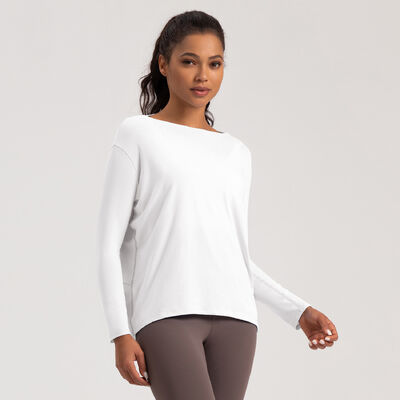 acheter Haut de sport ample à manches longues, mélange de modal doux, respirant, bleu clair pour femmes online manufacture