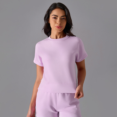 comprar Conjunto de Sudadera de Manga Corta y Forro Polar con Pantalones Cortos Lilac Yoga Activewear para Uso Casual online manufacture