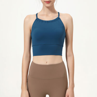 Mua Crop Top Đàn bà Teal Halter Thắt áo ngực thể thao hỗ trợ cao ẩm Wicking online manufacture