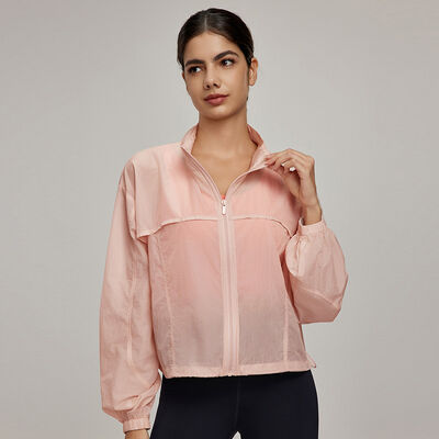 Beli Wanita Coral Sheer Nylon Windbreaker Jaket Full Zip Loose Fit untuk Olahraga Luar Ruangan online manufacture