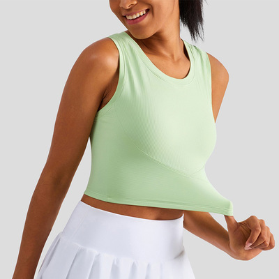 buy Women's Ribbed Athletic Tank Top Cropped Moisture Wicking Light Green for Tennis online manufacture