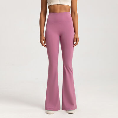 Buy High Waisted Women's Flared Yoga Pants Mauve Buttery Soft Tummy Control online manufacture