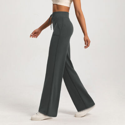 Beli Wanita High Waisted Flared Lounge Pants Soft Knitted dengan Drawstring Pinggang Side Pockets online manufacture
