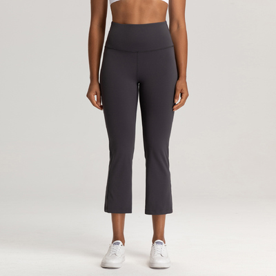 Αγορά Υψηλή μέση Flare Capri Leggings Gray υγρασία Wicking κομμένο μήκος για pilates online manufacture