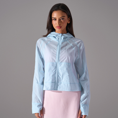 comprare Donne Sport all'aria aperta Giacca secca veloce Leggera Cappucciata Tagliata Grigio online manufacture