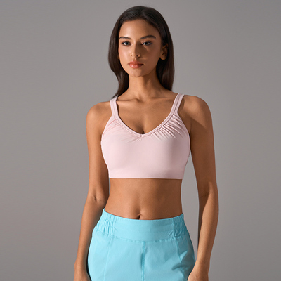 comprar Sujetador deportivo azul claro con cuello en V, suave, transpirable, soporte medio con correas ajustables online manufacture