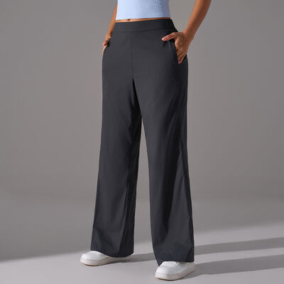 acheter Pantalon de yoga taille haute à jambes larges, léger, à séchage rapide, gris foncé, coupe ample online manufacture