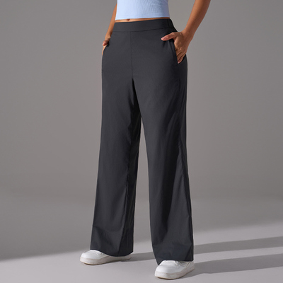 comprar Pantalones de yoga de cintura alta, piernas anchas, ligero, rápido, seco, gris oscuro, ajuste suelto. online manufacture