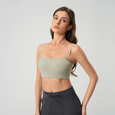 kupować Bezszwowe Bandeau Sport Bra Jasnozielone regulowane paski do ćwiczeń w siłowni jogi online manufacture