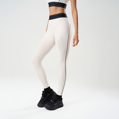 comprare Pantaloni lunghi da yoga a vita alta da donna in poliestere elasticizzato e spandex, marrone slim online manufacture