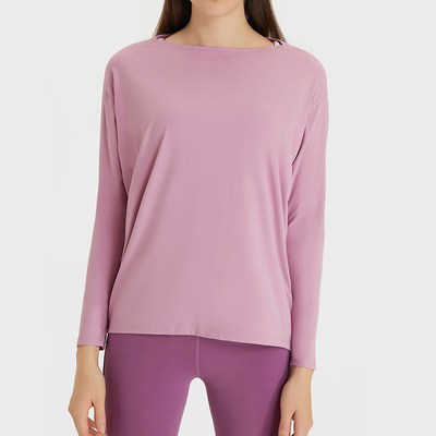 comprar Conjunto de Blusa de Manga Longa Decote Barco e Leggings em Modal Azul Empoeirado, Elástico e Respirável online manufacture