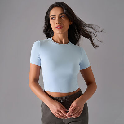 Buy Women's Short Sleeve Crop Top Buttery Soft Stretch Breathable Quick Dry for Yoga online manufacture