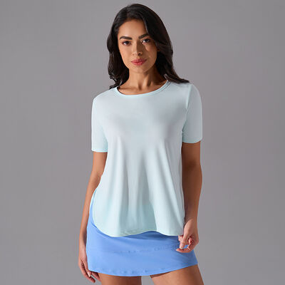 Beli Stretch Fabric Short Sleeve Workout Top Light Pink Moisture Wicking untuk Gym Yoga online manufacture