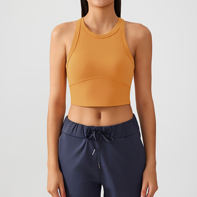 Αγορά Αμάνικο Crop Top με πλάτη κολυμβητή Ελαστικό Μουστάρδα Κίτρινο Ελαφρύ Διαπνέον online manufacture