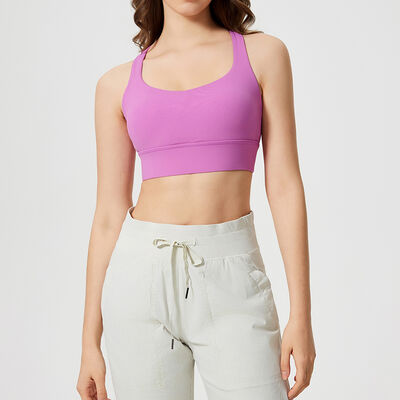 acheter Soutien-gorge de sport de yoga violet pour femmes, sans couture, très extensible, soutien moyen online manufacture