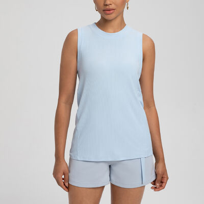kopen Vrouwen Ribbed Sleeveless Tank Top Soft Stretch Lichtblauw voor de zomer online manufacture