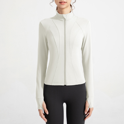 kopen Vrouwen lichtblauwe full zip yoga jas - boterige zachte rekbare stof Slim fit voor gymtraining en hardlopen online manufacture