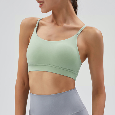 kopen Sage Green Crisscross Back Sport BH - Buttery Soft Low-Impact Yoga BH met verstelbare riemen voor training en dagelijks dragen online manufacture