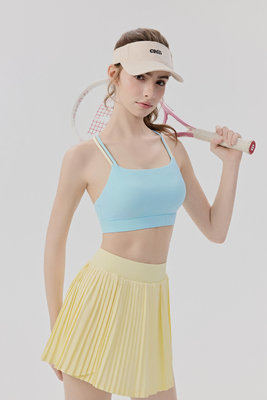 Mua Light Blue Sports Bra và Yellow Pleated Skirt Set cho quần áo thể thao, quần áo hoạt động thở và khô nhanh online manufacture