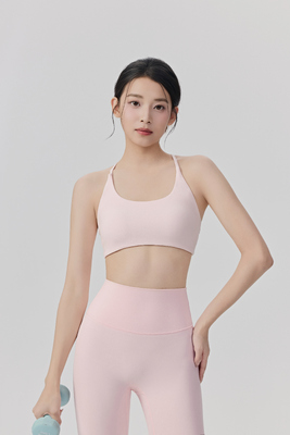 comprar Conjunto de yoga sin costura rosa claro para mujeres - sostén de entrenamiento de nylon espandéx transpirable y calcetines de cintura alta online manufacture