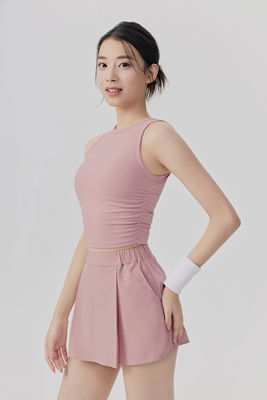 Buy Pink Two-Piece Activewear Set, Breathable Sleeveless Tank and Pleated Skort for Tennis and Yoga online manufacture