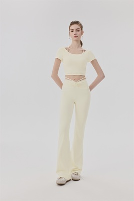 Mua Bộ đồ tập yoga ngắn tay croptop và quần ống loe cho nữ - Quần áo tập luyện màu đen thoáng khí cạp cao cho tập luyện và mặc hàng ngày online manufacture