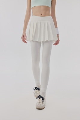 Buy White Pleated Tennis Skirt with Built-in Leggings High Waisted Breathable Athletic Skort for Yoga Golf and Workout Activities online manufacture