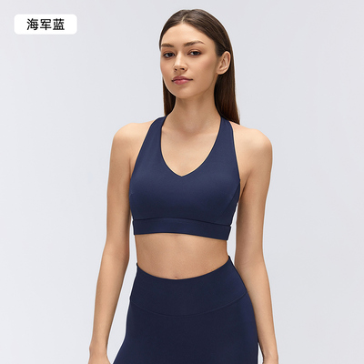 satın al Donanma Mavi V Boynuzlu Racerback Spor Sütyen Yoga ve Egzersiz için Orta Destekle online manufacture