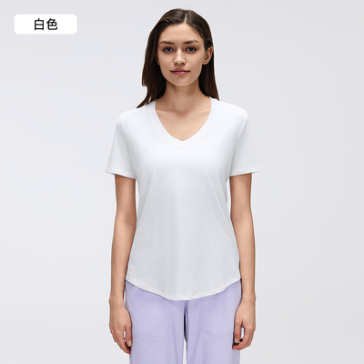 購入 白 Vネック 半袖 Tシャツ ゆったり カジュアル デイリー ワークアウト トップ online manufacture